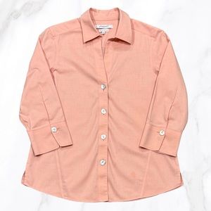Foxcroft Women’s Peach Heritage Non-Iron 3/4 Sleeve Button Up Shirt, Size 8